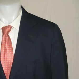 Raffaele Caruso Parma 100% Cashmere Solid Blue Three Button Blazer 44L
